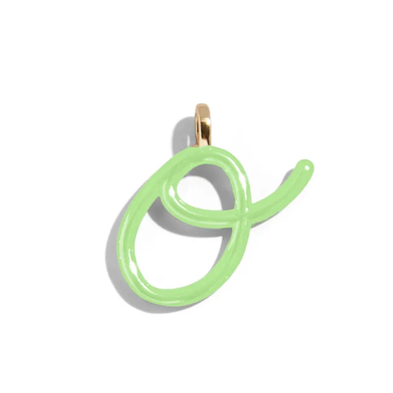 Custom Matcha Green Enamel Script Letter Charm - O sold by BaubleBar