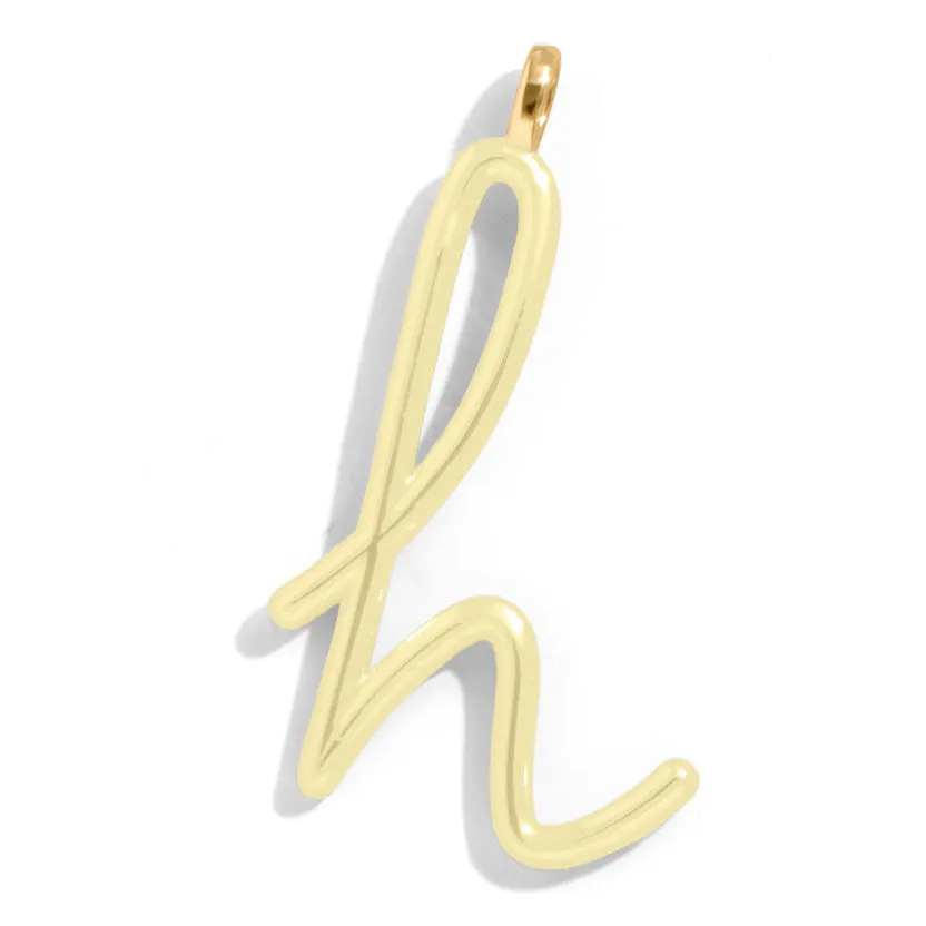 Custom Butter Yellow Enamel Script Letter Charm - H sold by BaubleBar