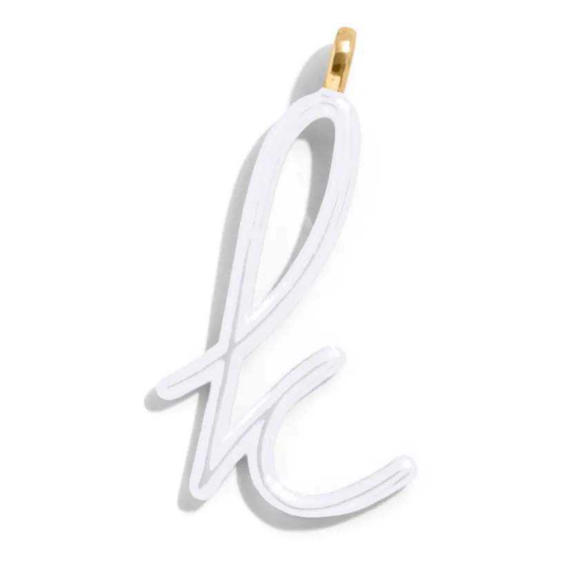Custom Pure White Enamel Script Letter Charm - K sold by BaubleBar