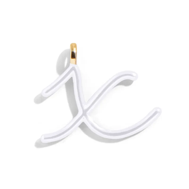 Custom Pure White Enamel Script Letter Charm - X sold by BaubleBar