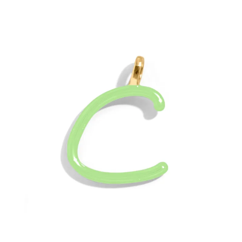 Custom Matcha Green Enamel Script Letter Charm - C sold by BaubleBar