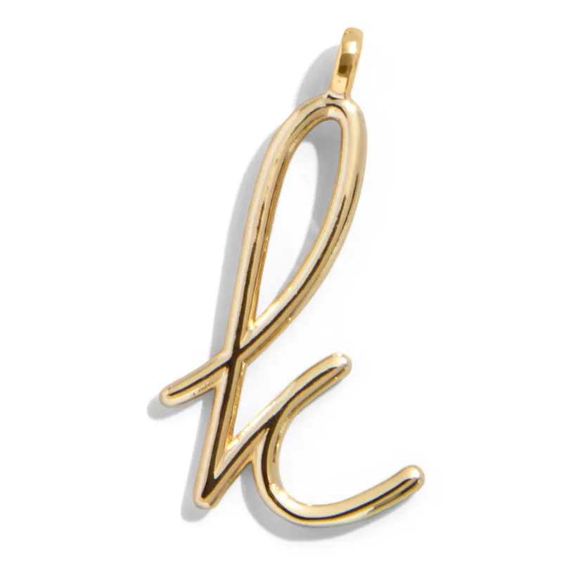 Custom Gold Enamel Script Letter Charm - K sold by BaubleBar