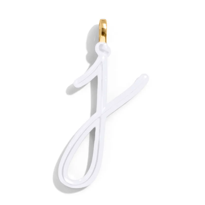 Custom Pure White Enamel Script Letter Charm - J sold by BaubleBar