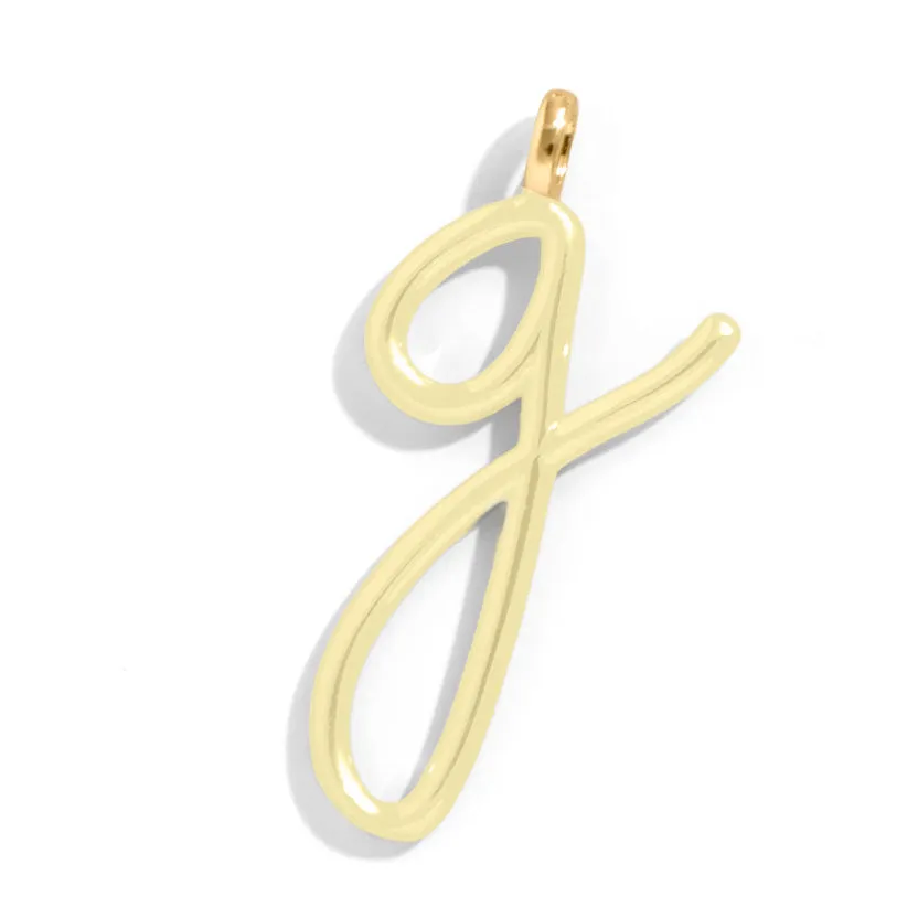 Custom Butter Yellow Enamel Script Letter Charm - G sold by BaubleBar