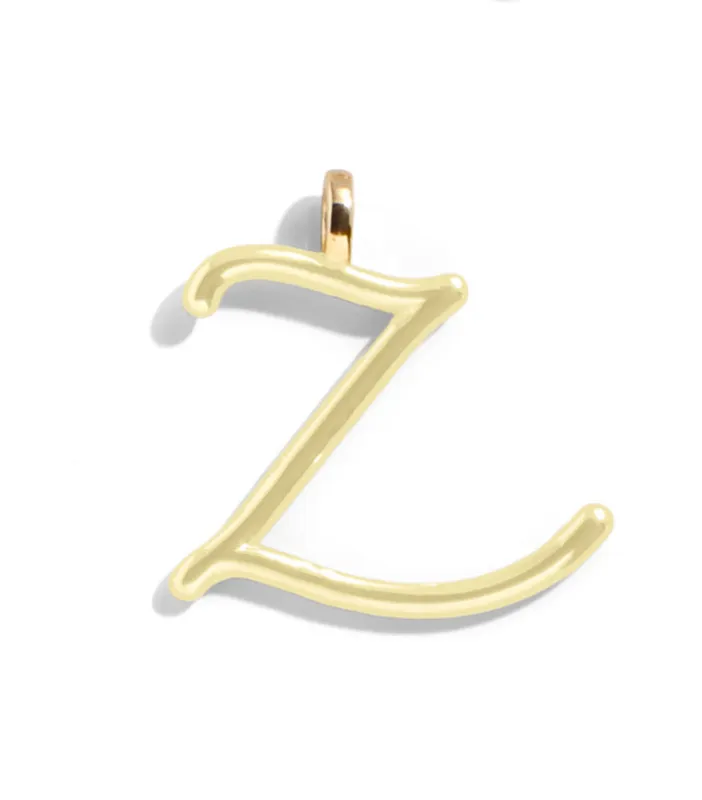 Custom Butter Yellow Enamel Script Letter Charm - Z sold by BaubleBar