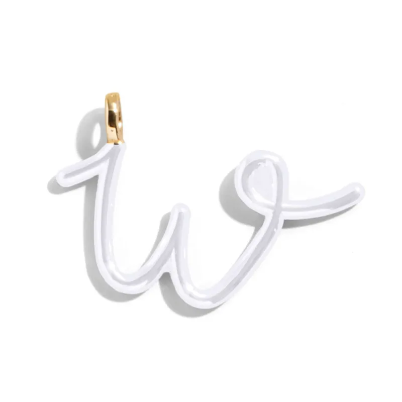 Custom Pure White Enamel Script Letter Charm - W sold by BaubleBar