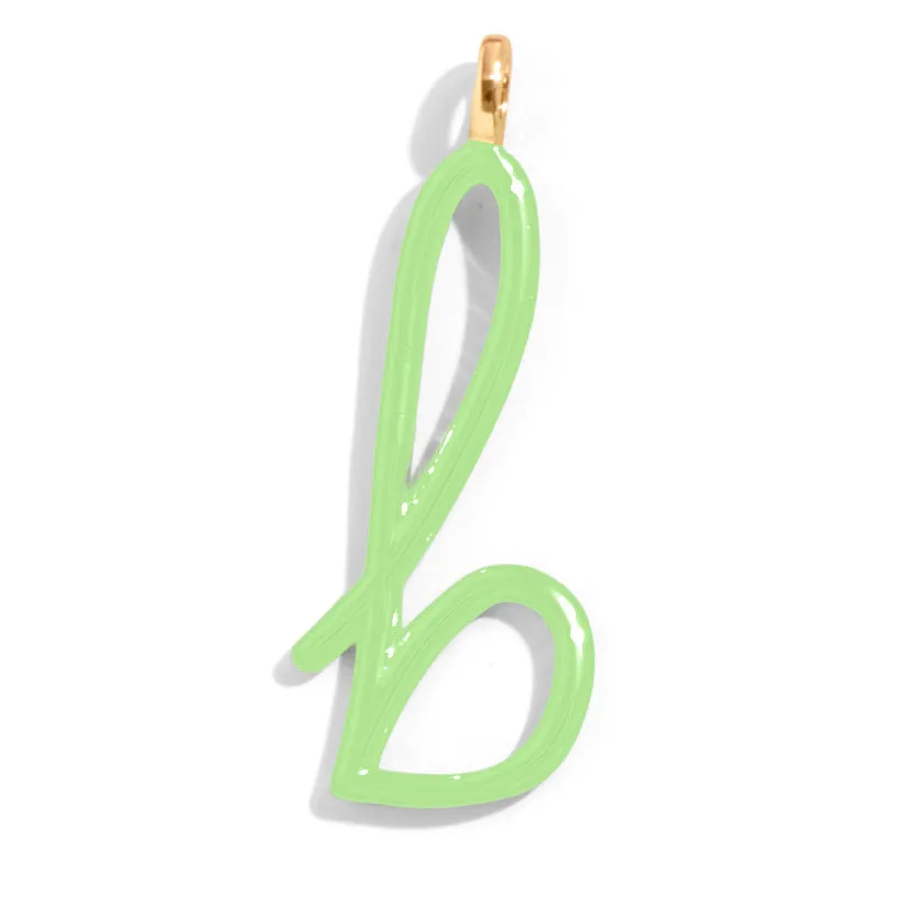 Custom Matcha Green Enamel Script Letter Charm - B sold by BaubleBar