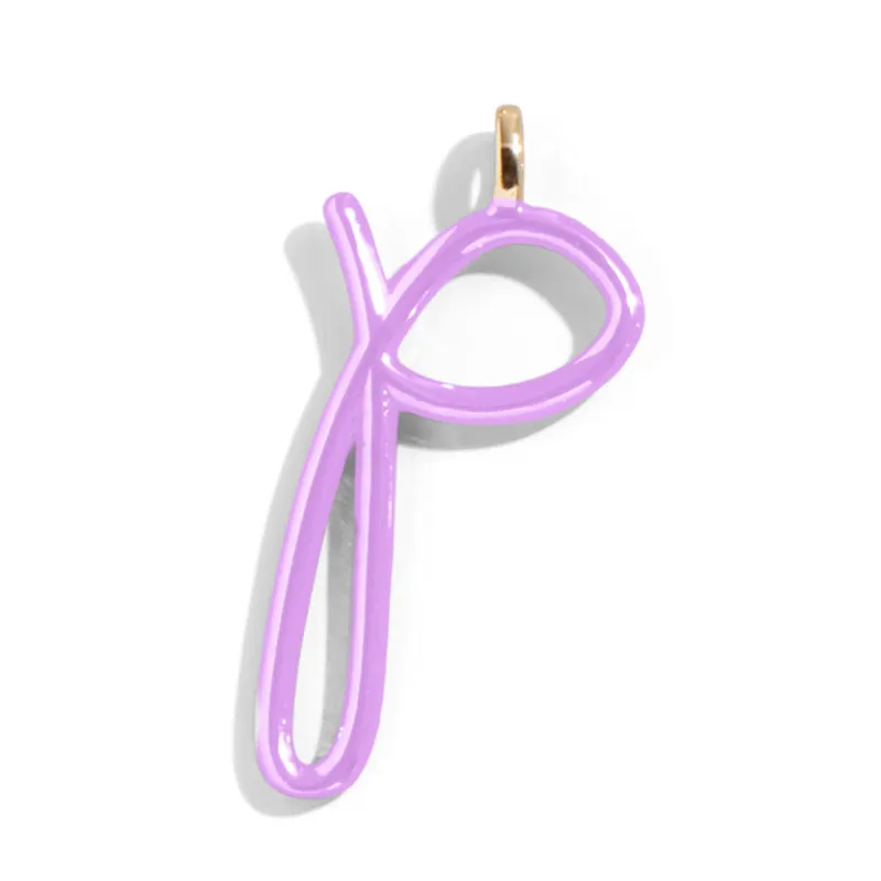 Custom Lilac Enamel Script Letter Charm - P sold by BaubleBar