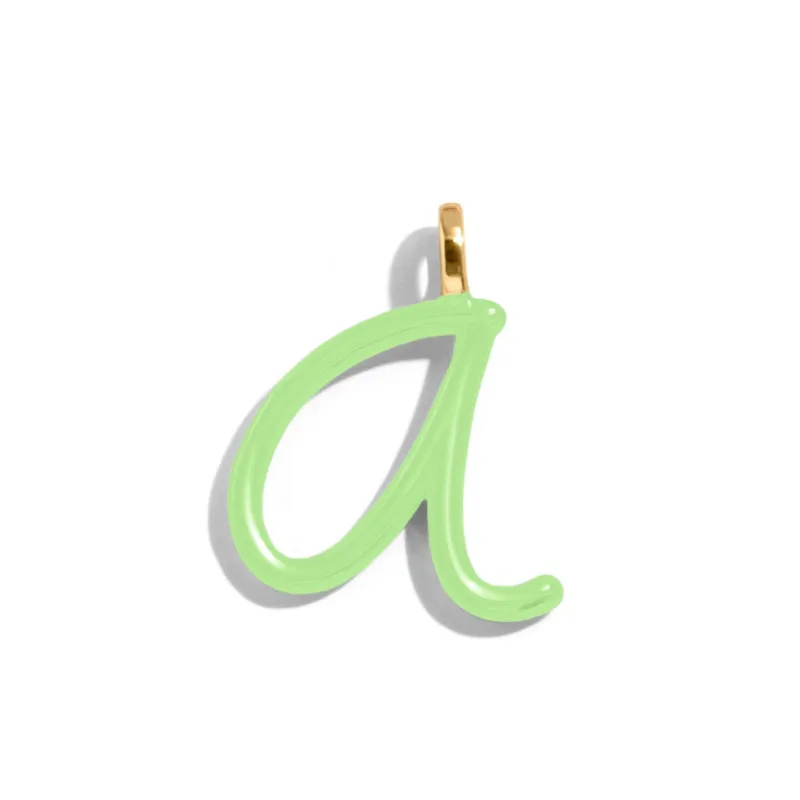 Custom Matcha Green Enamel Script Letter Charm - A sold by BaubleBar