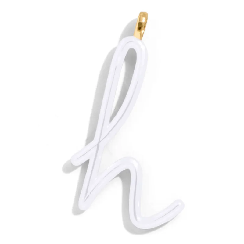 Custom Pure White Enamel Script Letter Charm - H sold by BaubleBar