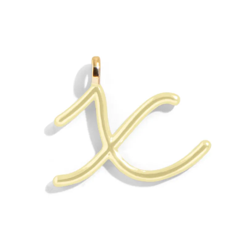 Custom Butter Yellow Enamel Script Letter Charm - X sold by BaubleBar