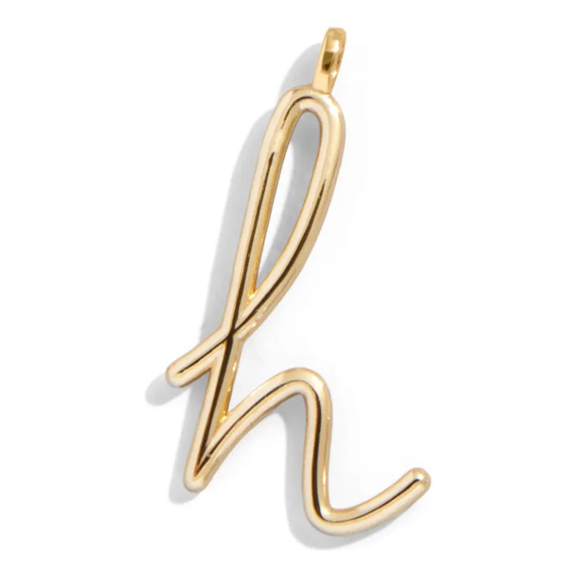Custom Gold Enamel Script Letter Charm - H sold by BaubleBar
