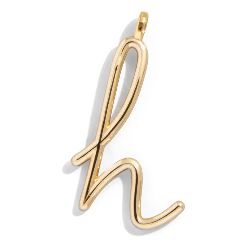 Custom Gold Enamel Script Letter Charm - H sold by BaubleBar