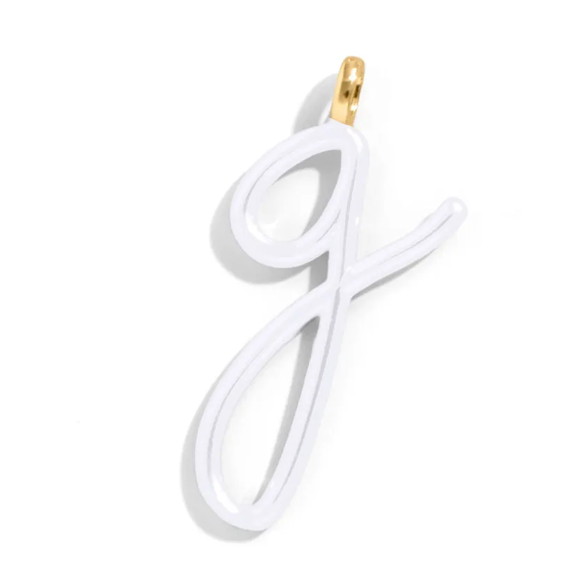 Custom Pure White Enamel Script Letter Charm - G sold by BaubleBar