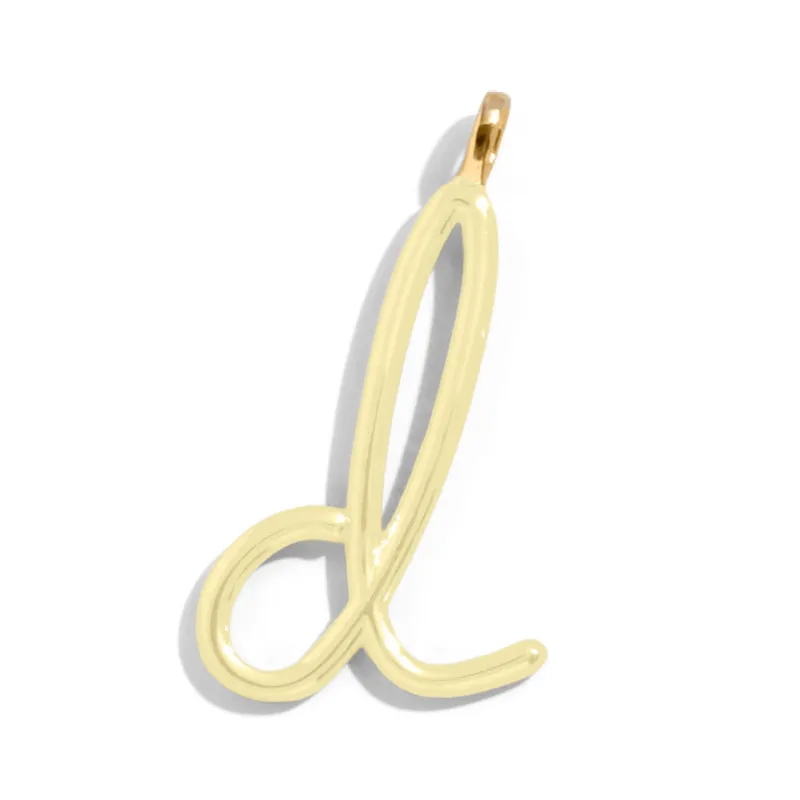 Custom Butter Yellow Enamel Script Letter Charm - D sold by BaubleBar