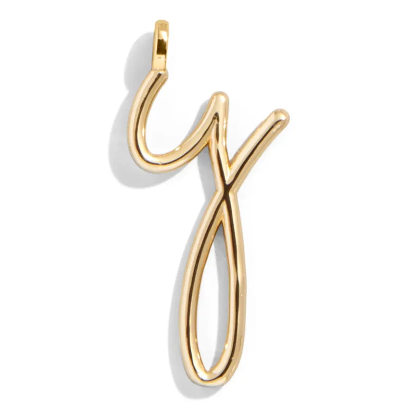 Custom Gold Enamel Script Letter Charm - Y sold by BaubleBar
