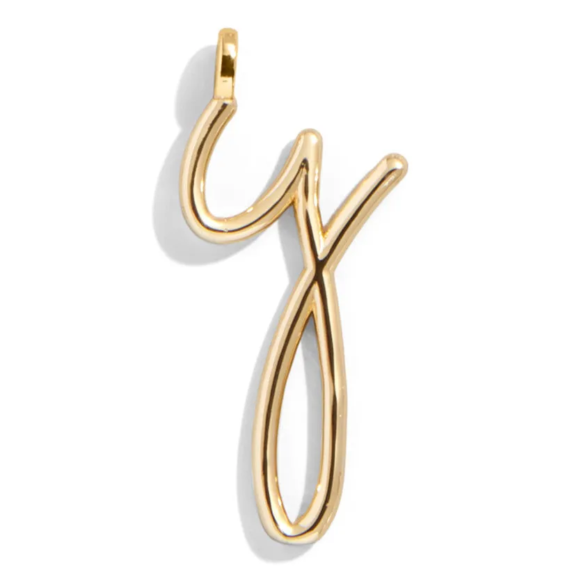 Custom Gold Enamel Script Letter Charm - Y sold by BaubleBar
