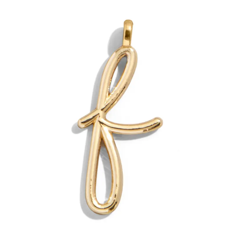 Custom Gold Enamel Script Letter Charm - F sold by BaubleBar