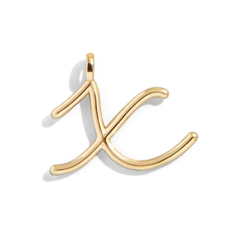 Custom Gold Enamel Script Letter Charm - X sold by BaubleBar