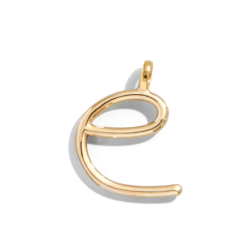 Custom Gold Enamel Script Letter Charm - E sold by BaubleBar