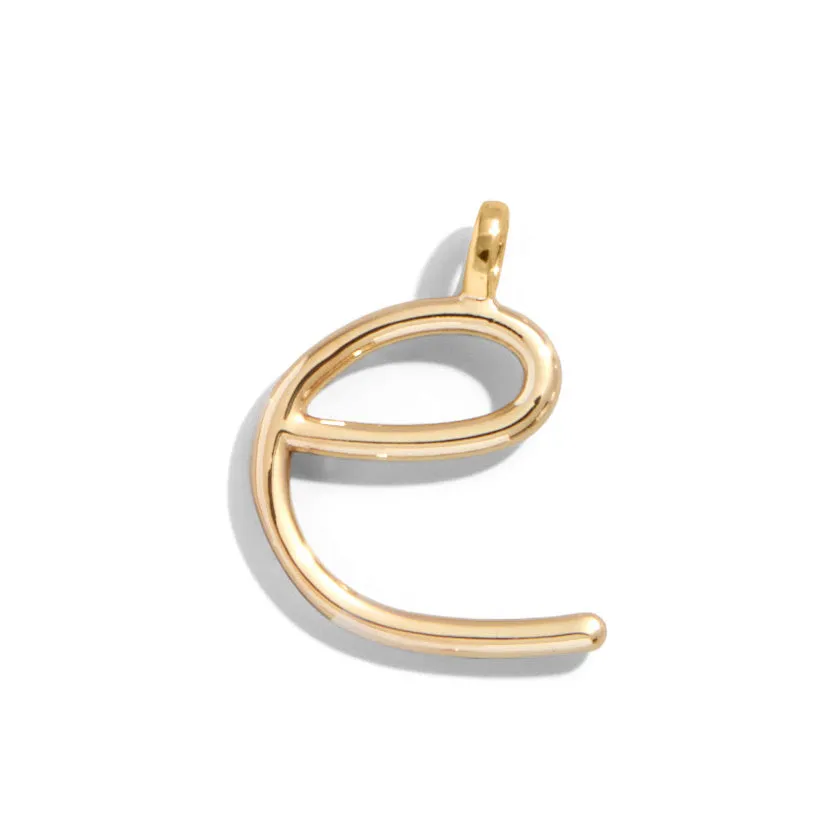 Custom Gold Enamel Script Letter Charm - E sold by BaubleBar