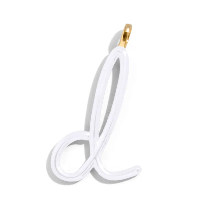 Custom Pure White Enamel Script Letter Charm - D sold by BaubleBar