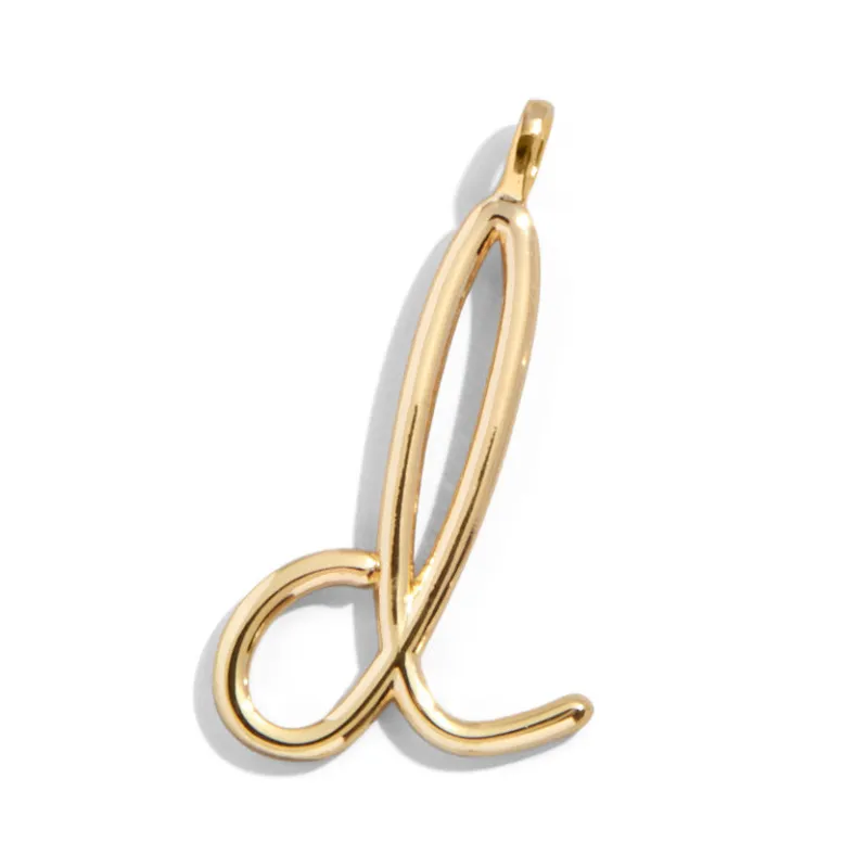 Custom Gold Enamel Script Letter Charm - D sold by BaubleBar