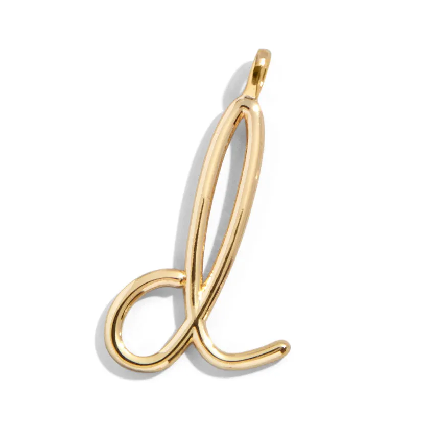 Custom Gold Enamel Script Letter Charm - D sold by BaubleBar