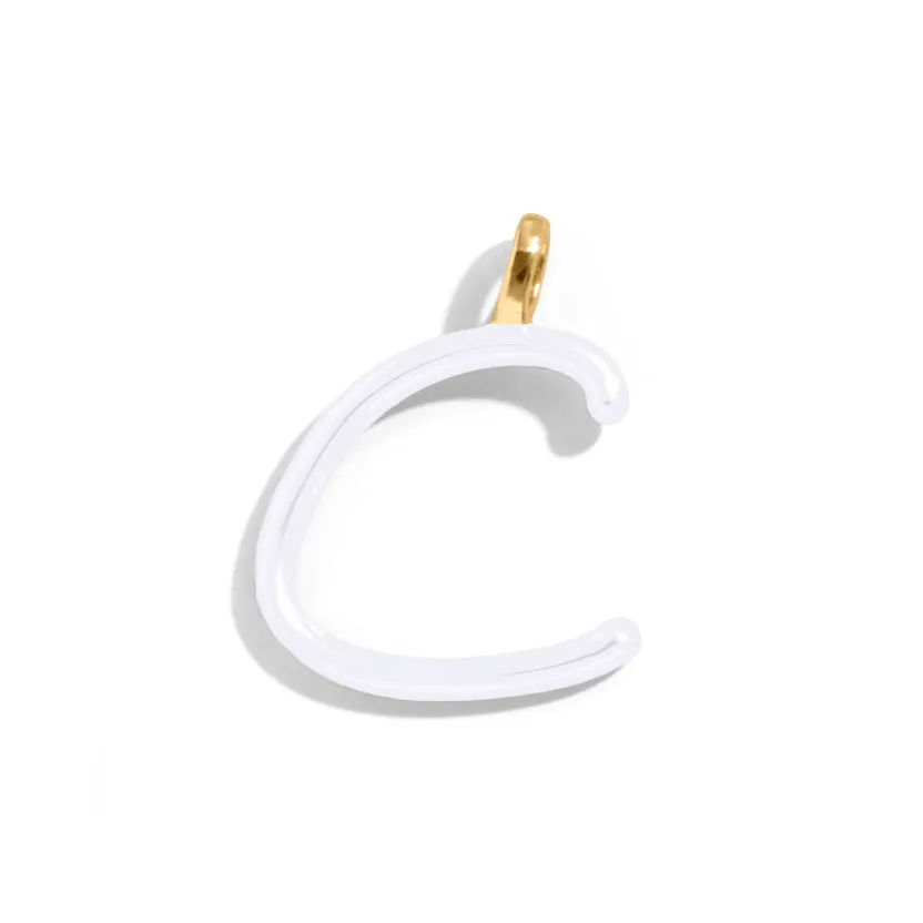 Custom Pure White Enamel Script Letter Charm - C sold by BaubleBar