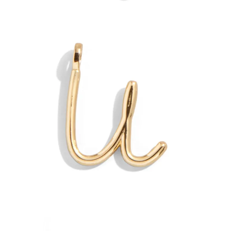 Custom Gold Enamel Script Letter Charm - U sold by BaubleBar
