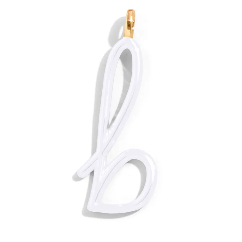 Custom Pure White Enamel Script Letter Charm - B sold by BaubleBar