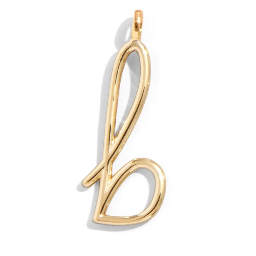 Custom Gold Enamel Script Letter Charm - B sold by BaubleBar