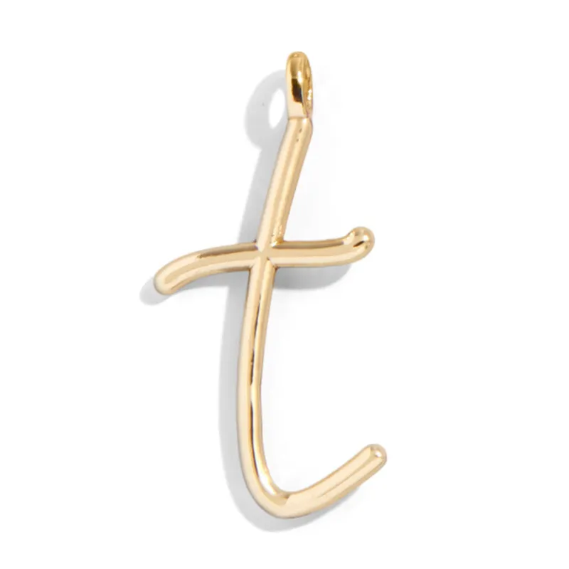 Custom Gold Enamel Script Letter Charm - T sold by BaubleBar