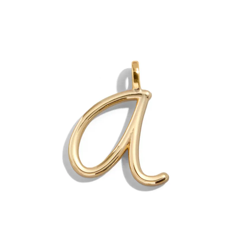 Custom Gold Enamel Script Letter Charm - A sold by BaubleBar