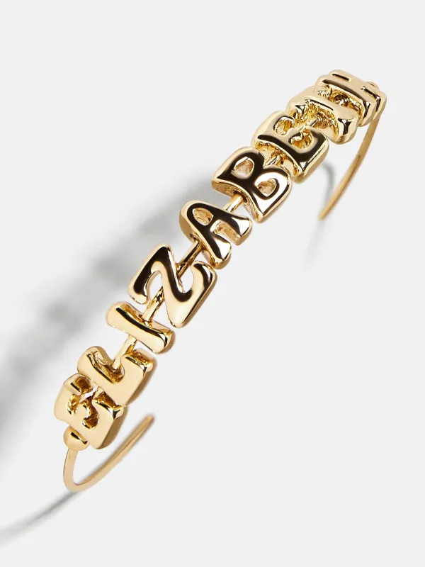 Bubble Letter Custom Cuff Bracelet - Gold sold by BaubleBar
