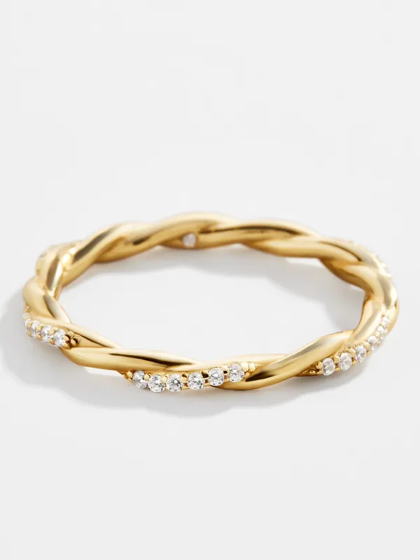 Pavé Twist 18K Gold Ring - Gold/Pavé sold by BaubleBar