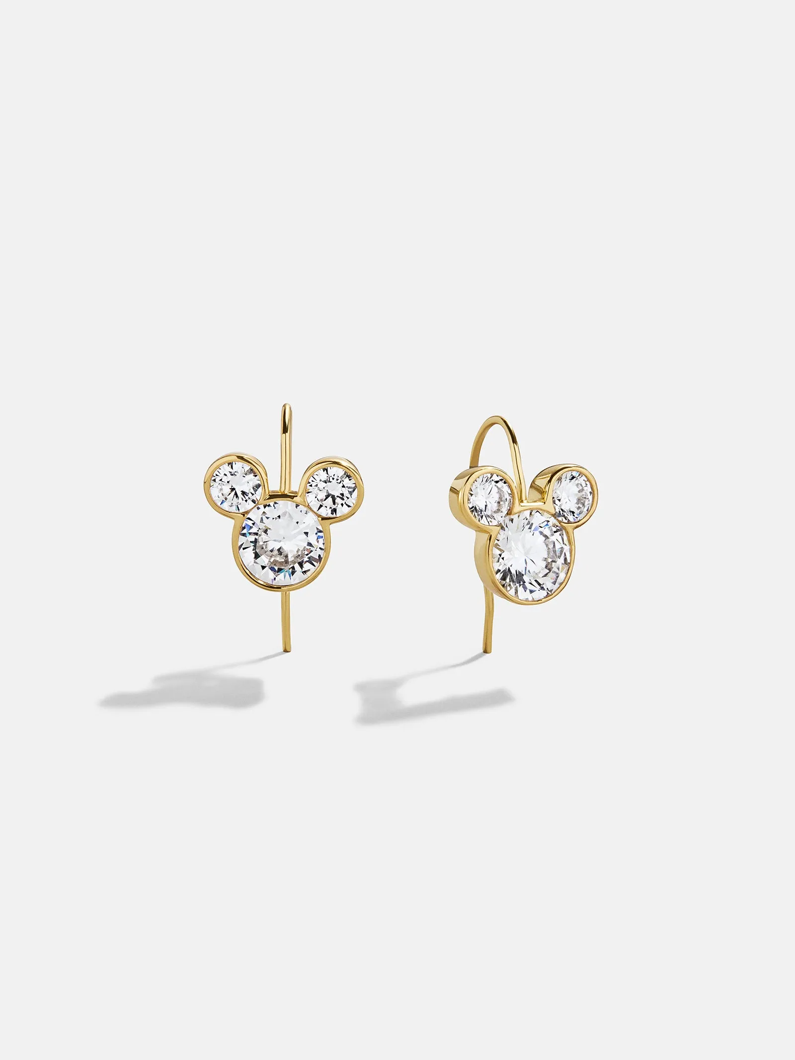 Disney Mickey Mouse 18K Gold Plated Sterling Silver Micro Drop Earrings - Gold/Pavé sold by BaubleBar