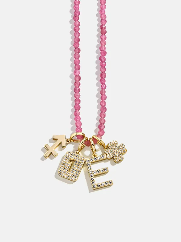 Semi-Precious Cluster Charm Necklace - Pink Tourmaline Chain sold by BaubleBar