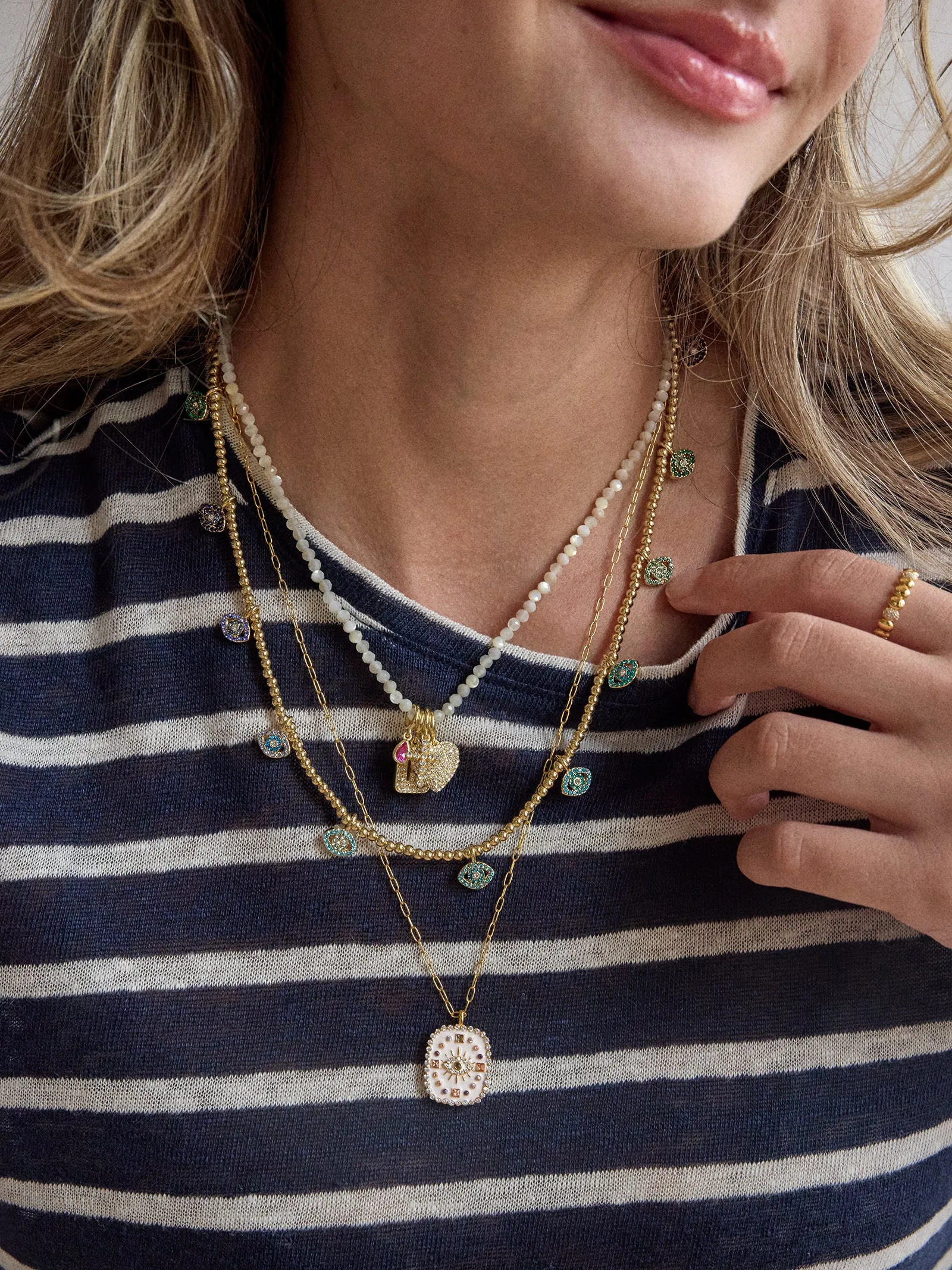 Semi-Precious Cluster Charm Necklace Chain - Mother of Pearl sold by BaubleBar product image thumbnail 2