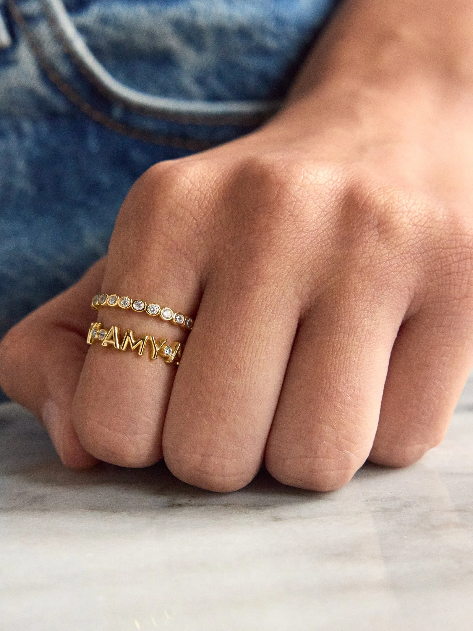 Amalie 18K Gold Ring - Gold/Pavé sold by BaubleBar product image thumbnail 2