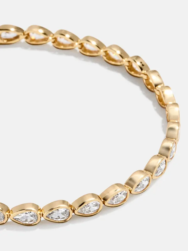 Amanda 18K Gold Tennis Bracelet - Bezel Set Pear sold by BaubleBar
