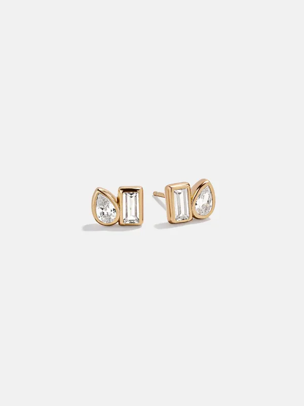 Reina 18K Gold Stud Earrings - Gold/Pavé sold by BaubleBar