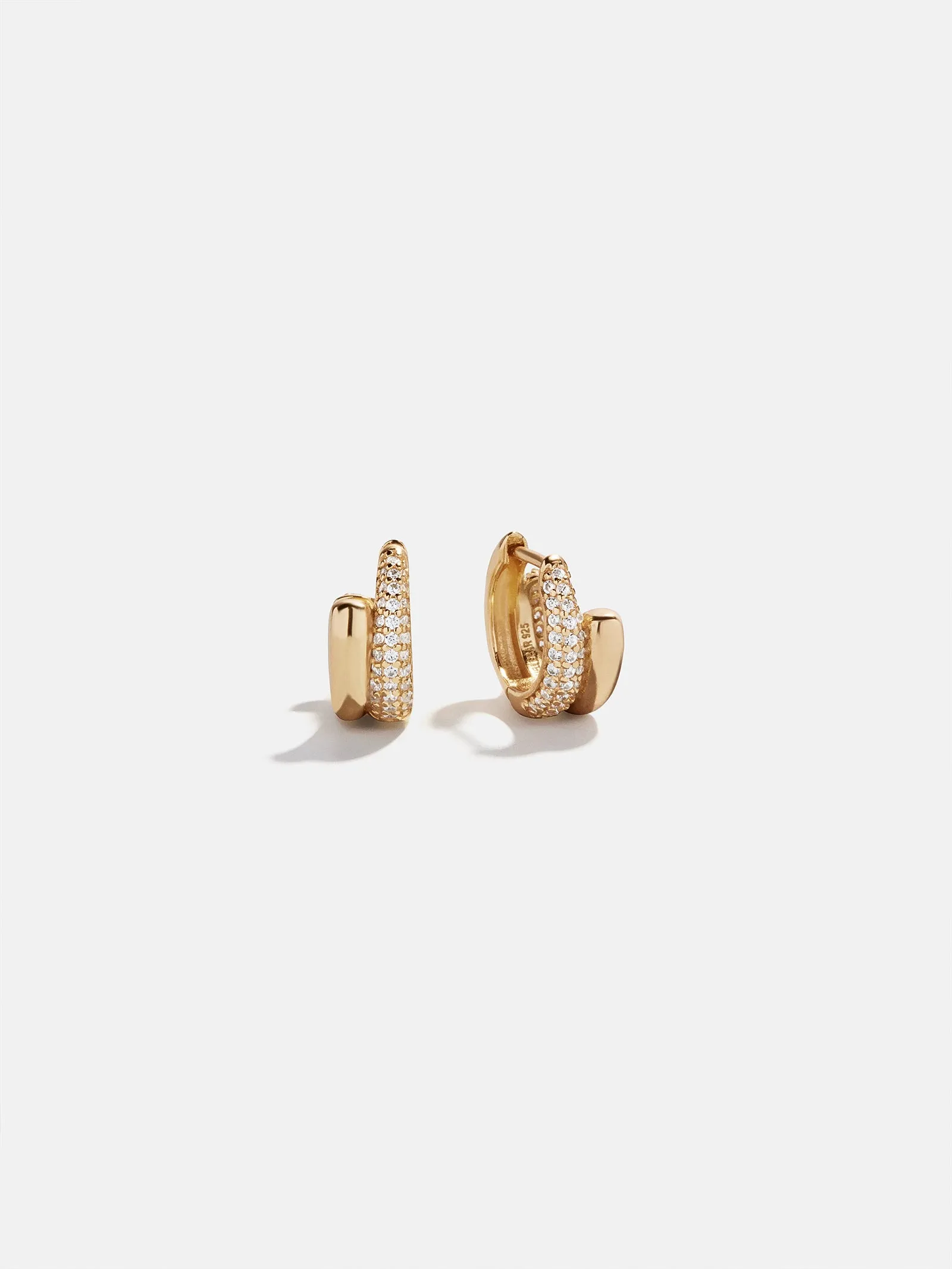 Maddison 18K Gold Huggie Earrings - Gold/Pavé sold by BaubleBar