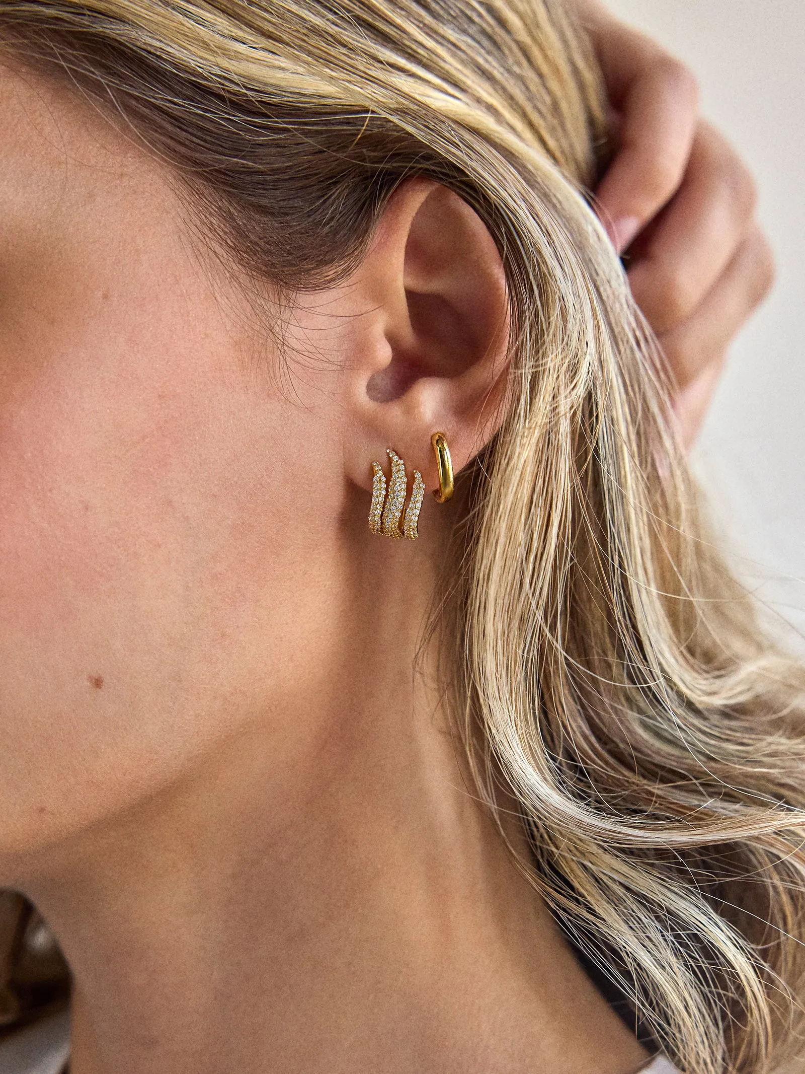 Giselle 18K Gold Earrings - Gold/Pavé sold by BaubleBar product image thumbnail 2