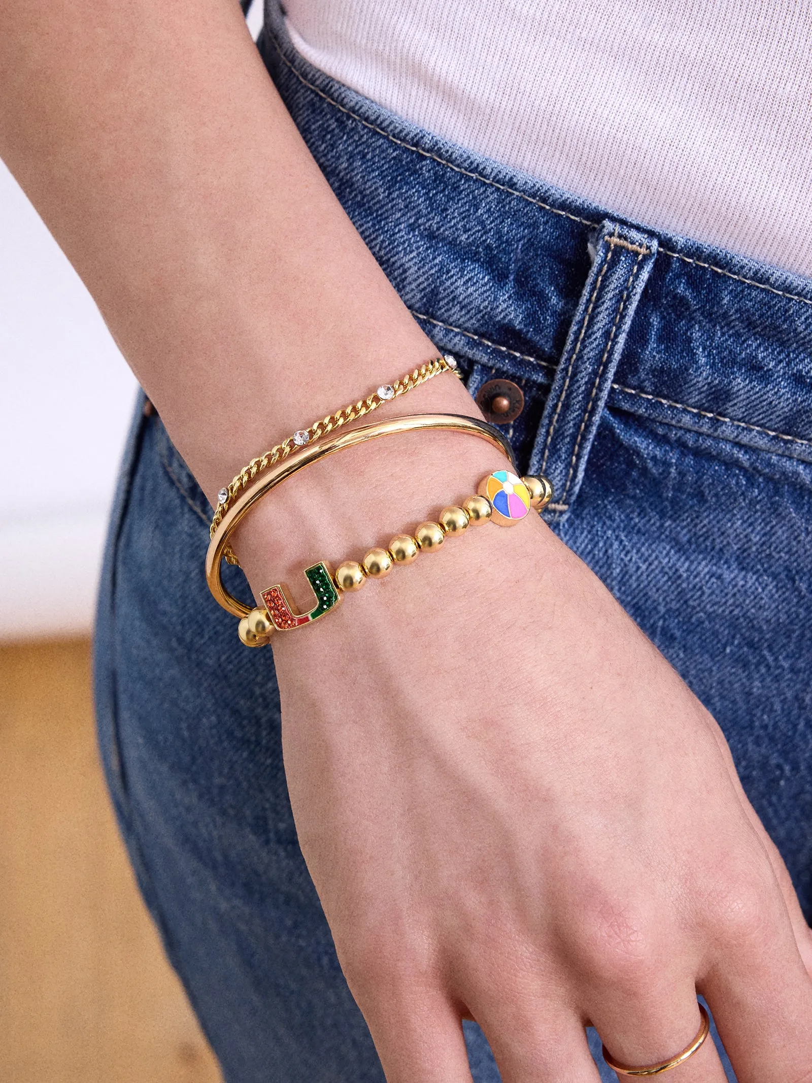 University of Miami Breezy Palm Pisa Bracelet - University of Miami sold by BaubleBar product image thumbnail 3