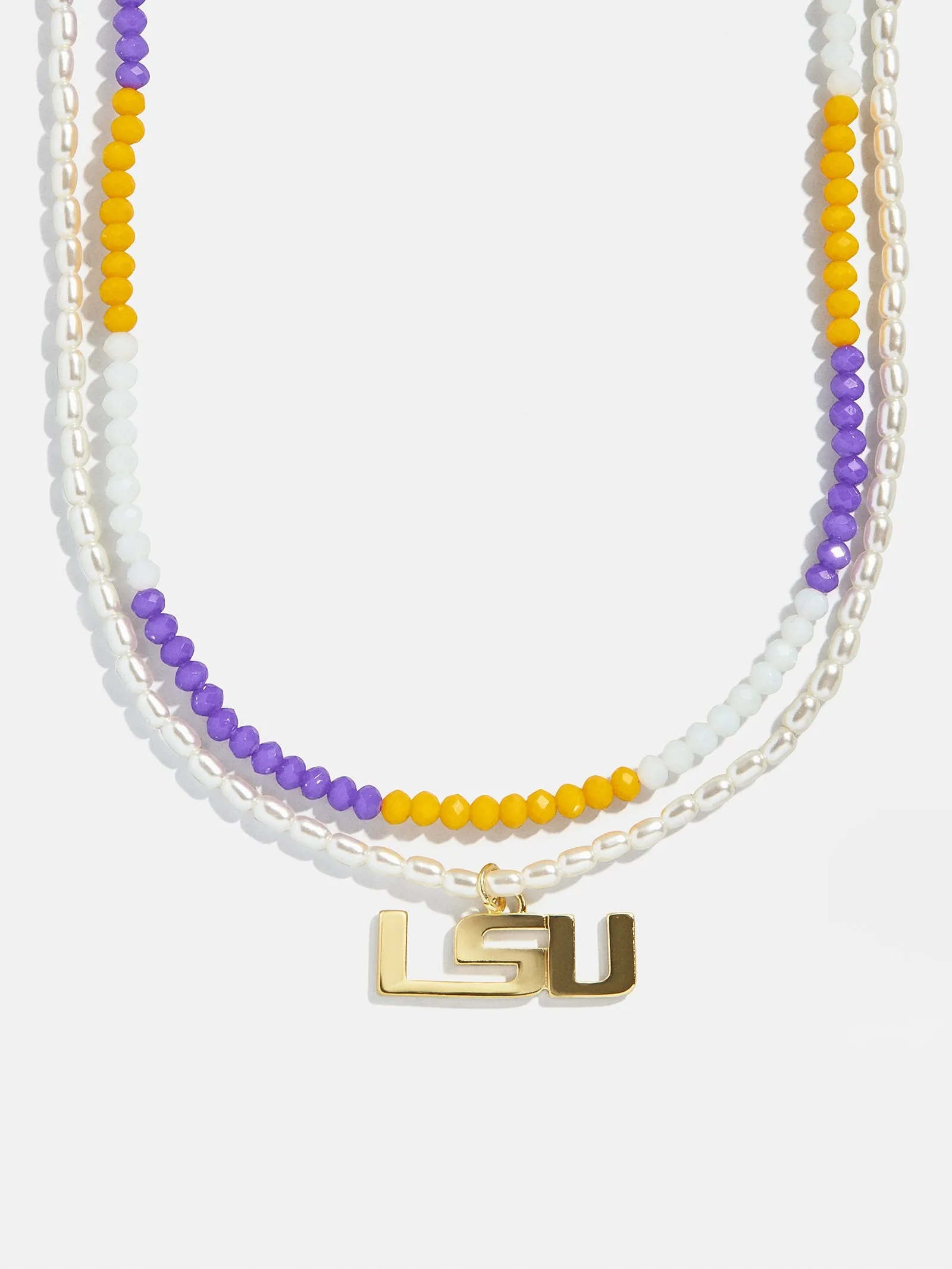 Louisiana State University Beaded Logo Necklace Set - Louisiana State University sold by BaubleBar