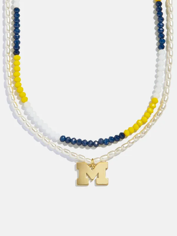 University of Michigan Beaded Logo Necklace Set - University of Michigan sold by BaubleBar