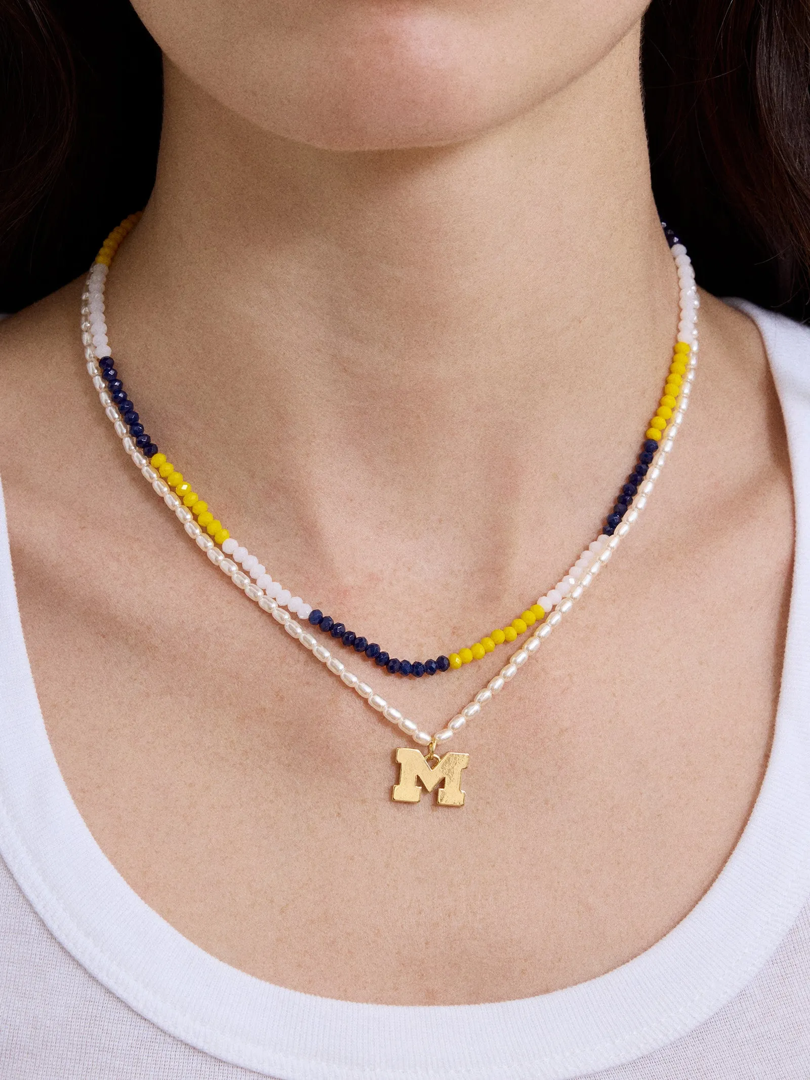 University of Michigan Beaded Logo Necklace Set - University of Michigan sold by BaubleBar product image thumbnail 2