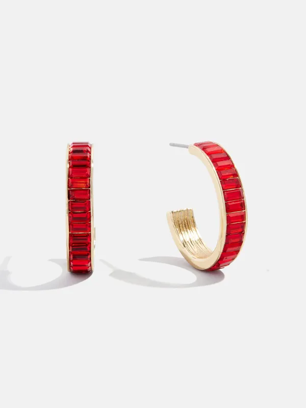 Game Day Baguette Hoop Earrings - Red sold by BaubleBar