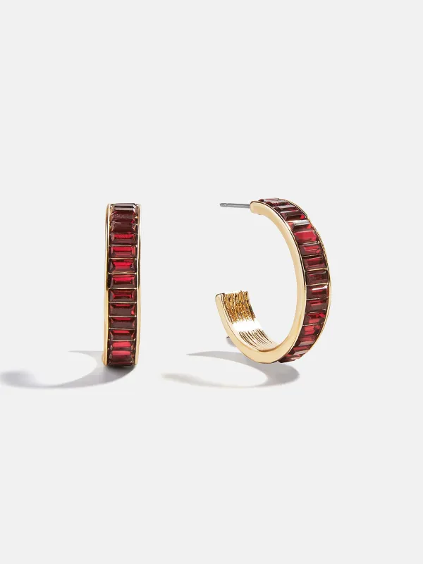 Game Day Baguette Hoop Earrings - Dark Red sold by BaubleBar
